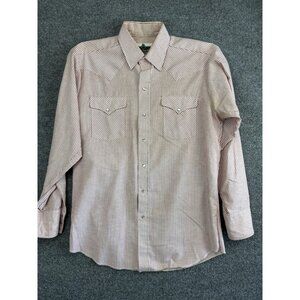 Vintage Ranch and Town Shirt Mens 16-35 Pearl Snap Western Stripe Made USA 80s